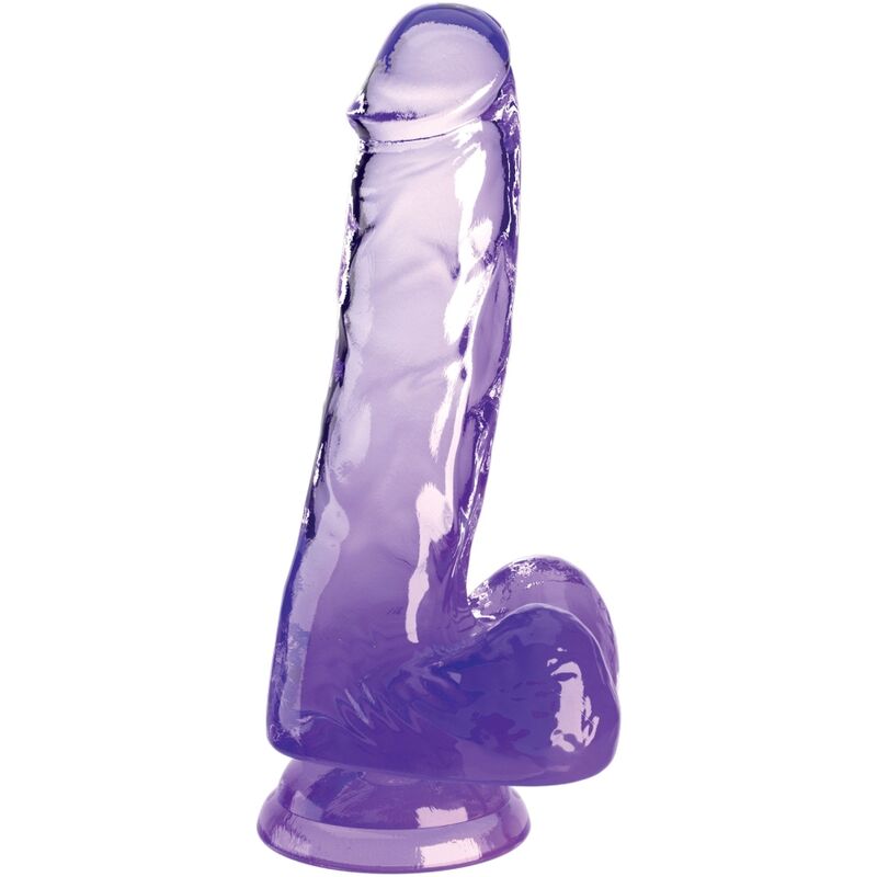 KING COCK – CLEAR PENE REALÍSTICO CON TESTÍCULOS 13.5 CM MORADO