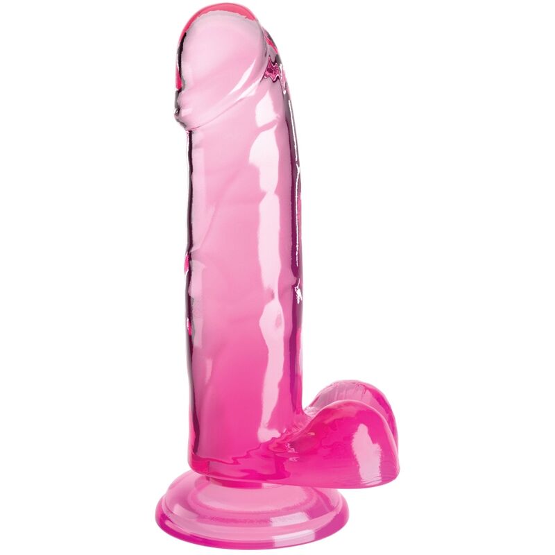 KING COCK – CLEAR PENE REALÍSTICO CON TESTÍCULOS 15.2 CM ROSA