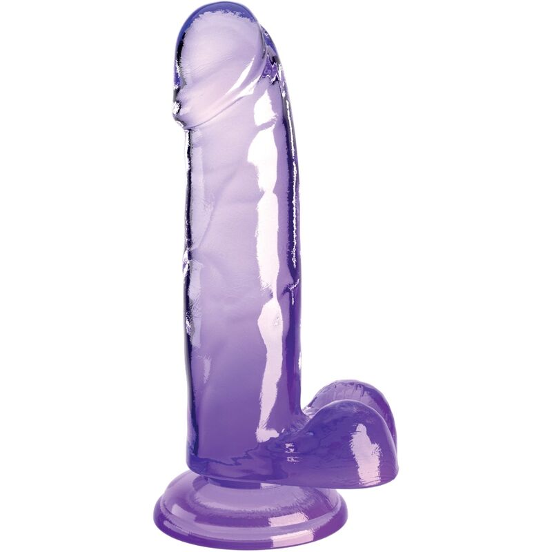 KING COCK – CLEAR PENE REALÍSTICO CON TESTÍCULOS 15.2 CM MORADO