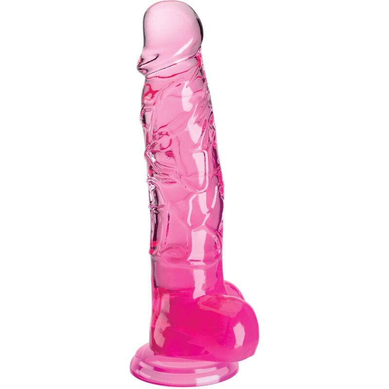 KING COCK – CLEAR PENE REALÍSTICO CON TESTÍCULOS 16.5 CM ROSA
