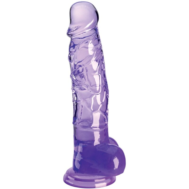 KING COCK – CLEAR PENE REALÍSTICO CON TESTÍCULOS 16.5 CM MORADO
