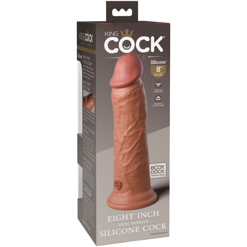 KING COCK - ÉLITE DILDO REALÍSTICO SILICONA 20.3 CM CARAMELO - Imagen 4