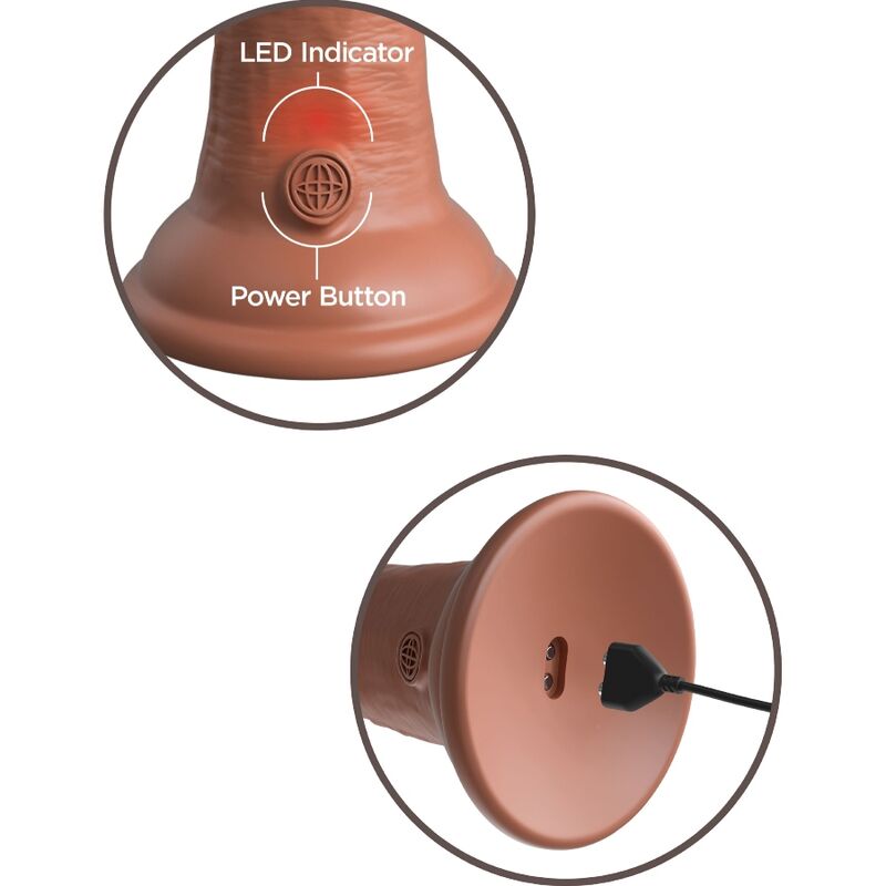 KING COCK - ÉLITE DILDO REALÍSTICO VIBRADOR & SILICONA 20.3 CM CARAMELO - Imagen 7