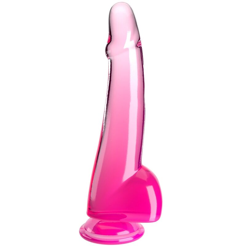 KING COCK – CLEAR DILDO CON TESTÍCULOS 19 CM ROSA