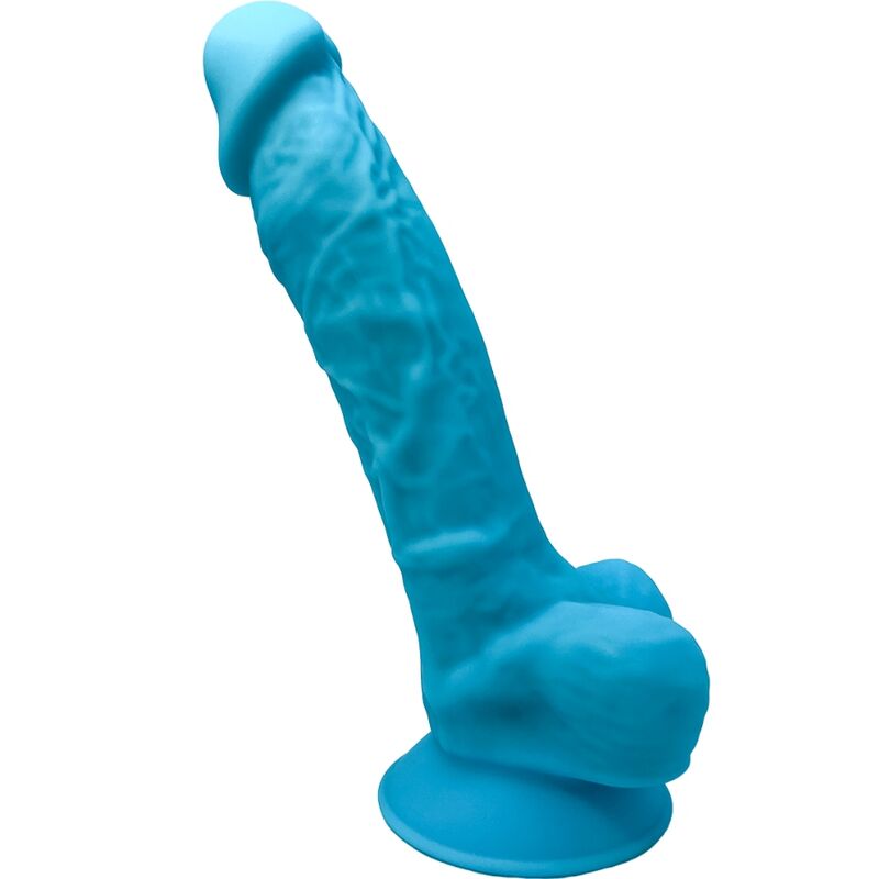 SILEXD – MODELO 1 PENE REALÍSTICO SILICONA PREMIUM SILEXPAN AZUL 17.5 CM