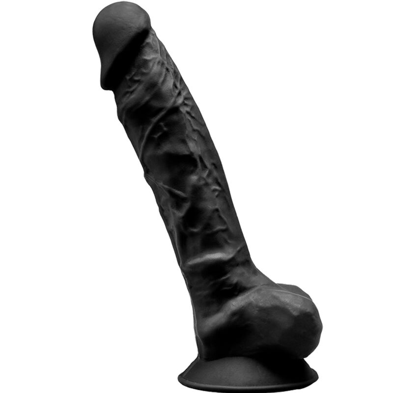 SILEXD – MODELO 1 PENE REALÍSTICO SILICONA PREMIUM SILEXPAN NEGRO 20 CM