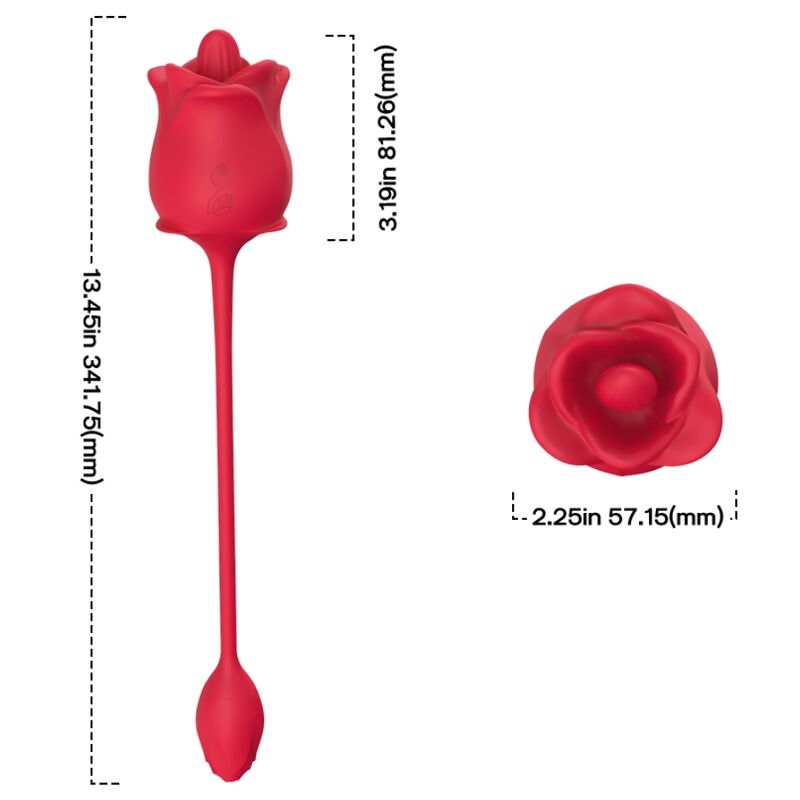 ARMONY - ROSA 2 EN 1 ESTIMULADOR SUCCIONADOR & VIBRADOR 10 MODOS CON COLA ROJO - Imagen 4