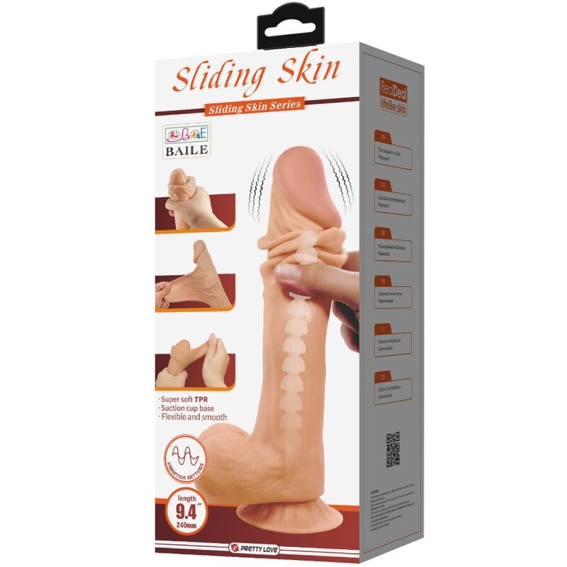 PRETTY LOVE - SLIDING SKIN SERIES DILDO REALÍSTICO CON VENTOSA PIEL DESLIZANTE CONTROL REMOTO NATURAL 24 CM - Imagen 4