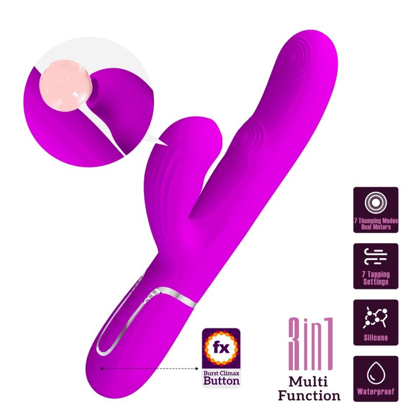 PRETTY LOVE - PERLITA VIBRADOR PUNTO G 3 EN 1 MULTIFUNCIÓN VIOETA - Imagen 6