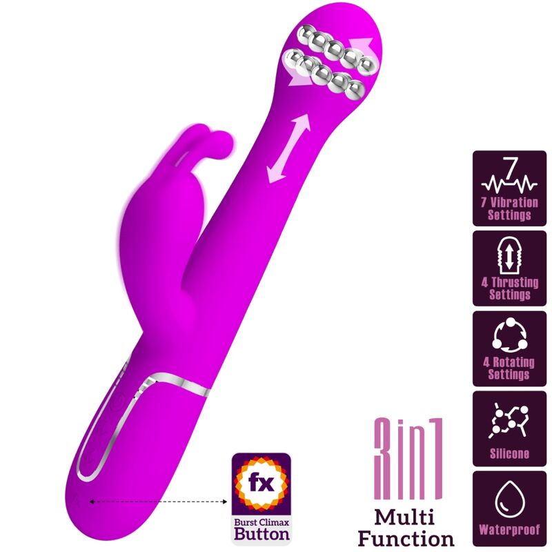 PRETTY LOVE - DEJON VIBRADOR RABBIT 3 EN 1 MULTIFUNCIÓN VIOLETA - Imagen 8