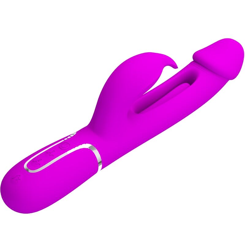 PRETTY LOVE - KAMPAS VIBRADOR RABBIT 3 EN 1 MULTIFUNCIÓN CON LENGUA FUCSIA - Imagen 7