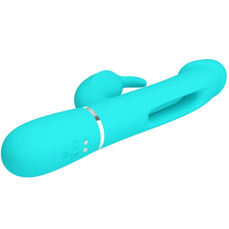 PRETTY LOVE - KAMPAS VIBRADOR RABBIT 3 EN 1 MULTIFUNCIÓN CON LENGUA VERDE AGUA - Imagen 7