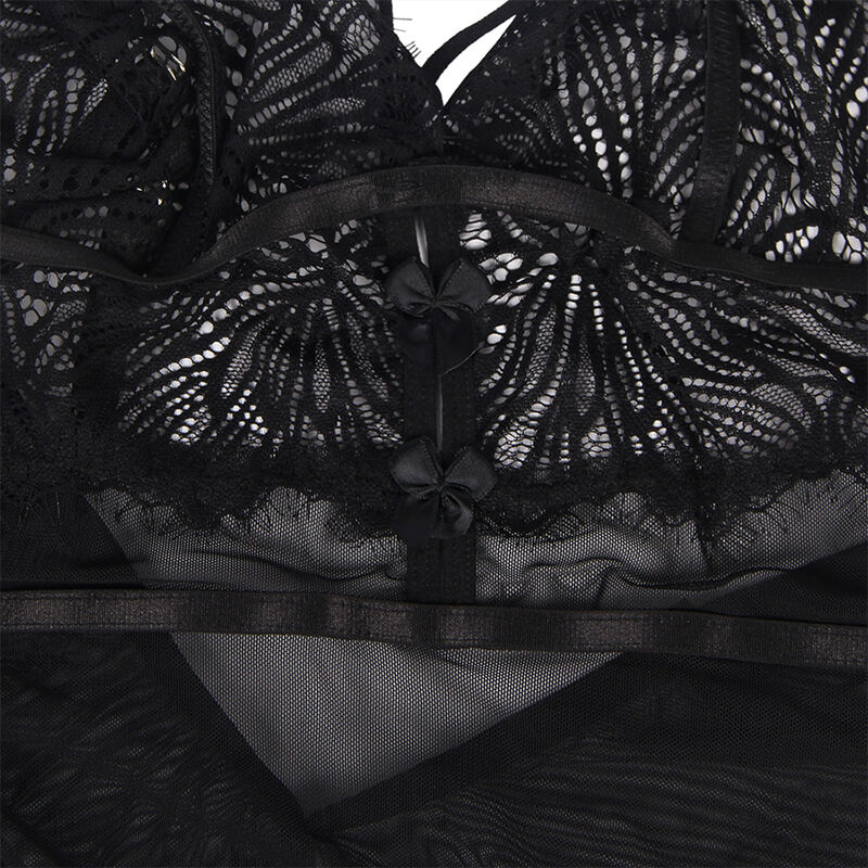 SUBBLIME - BABYDOLL CON TIRANTES AJUSTABLES DE ENCAJE NEGRO S/M - Imagen 11