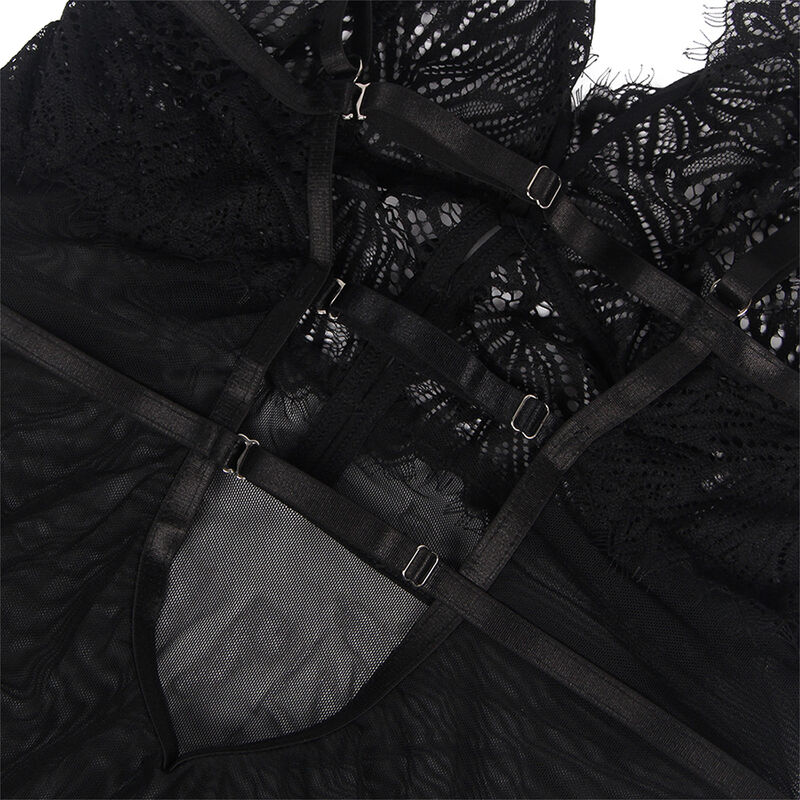 SUBBLIME - BABYDOLL CON TIRANTES AJUSTABLES DE ENCAJE NEGRO S/M - Imagen 2