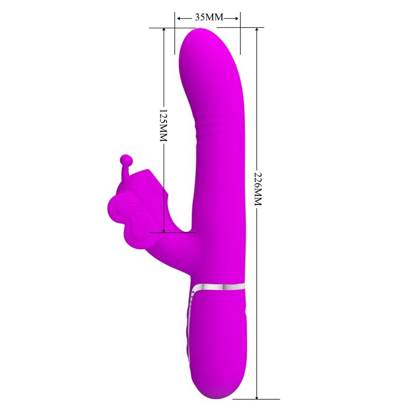 PRETTY LOVE - VIBRADOR RABBIT MULTIFUNCIÓN 4 EN 1 MARIPOSA FUCSIA - Imagen 5