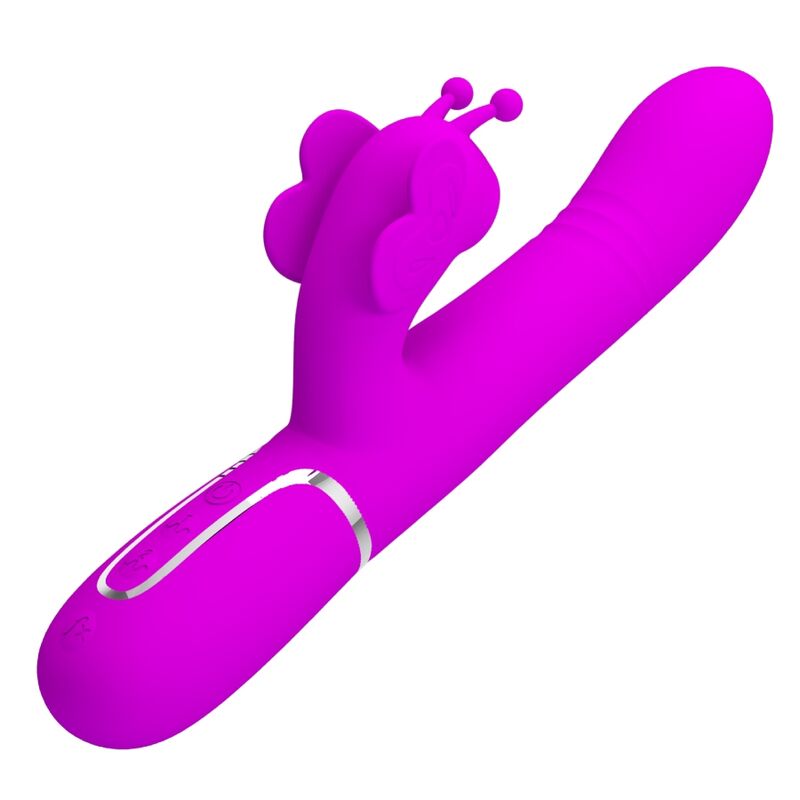 PRETTY LOVE - VIBRADOR RABBIT MULTIFUNCIÓN 4 EN 1 MARIPOSA FUCSIA - Imagen 6