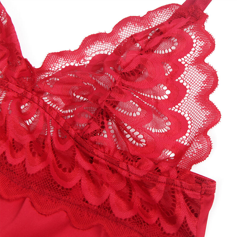 SUBBLIME - BABYDOLL SATINADO CON ENCAJE ROJO S/M - Imagen 2