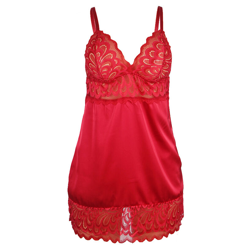 SUBBLIME - BABYDOLL SATINADO CON ENCAJE ROJO S/M - Imagen 5
