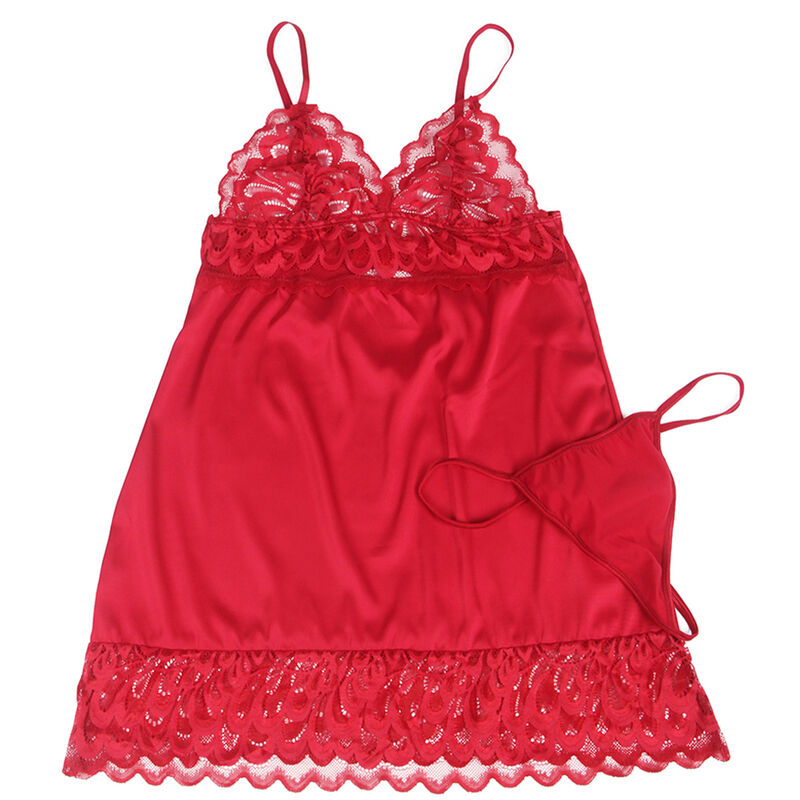 SUBBLIME - BABYDOLL SATINADO CON ENCAJE ROJO S/M - Imagen 4