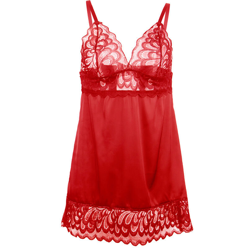 SUBBLIME - BABYDOLL SATINADO CON ENCAJE ROJO S/M - Imagen 6