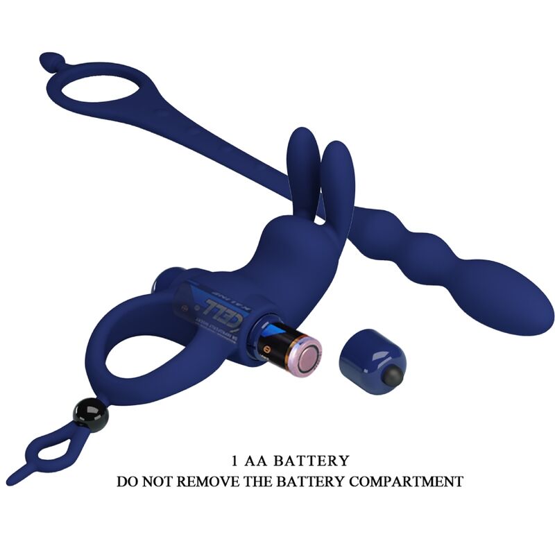 PRETTY LOVE - AYAD ANILLO VIBRADOR RABBIT CON PLUG AZUL - Imagen 7