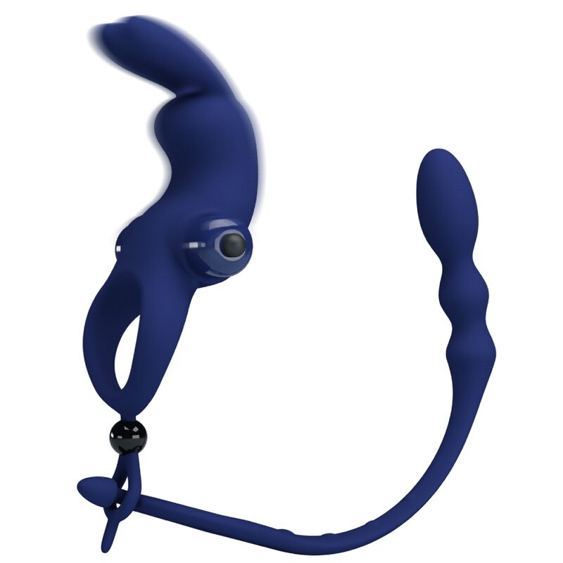 PRETTY LOVE - AYAD ANILLO VIBRADOR RABBIT CON PLUG AZUL - Imagen 6