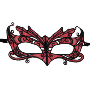 QUEEN LINGERIE – ANTIFAZ DE ENCAJE DETALLES ROJO