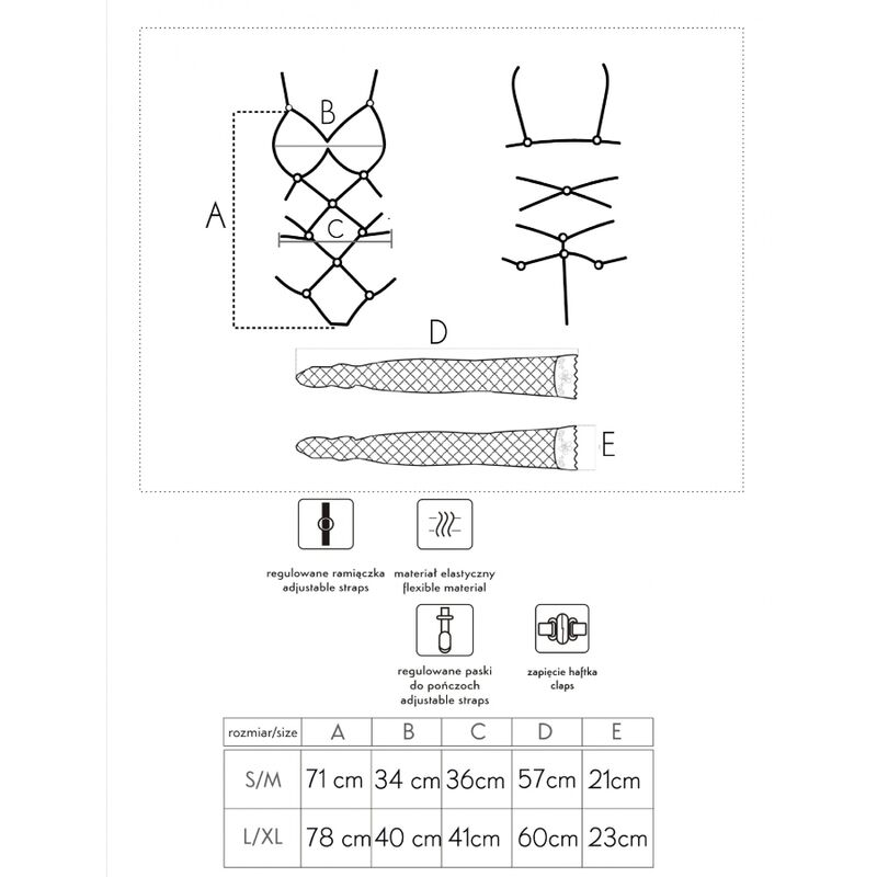 LIVCO CORSETTI FASHION - THIARA LC 20213 SET BODY + MEDIAS NEGRO S/M - Imagen 8