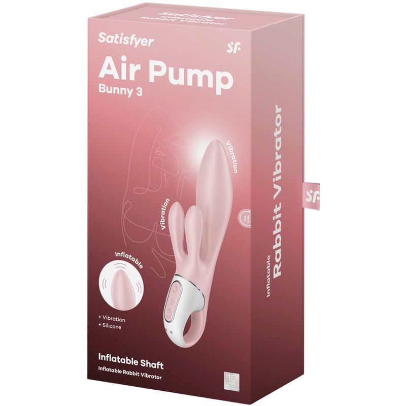 SATISFYER - AIR PUMP BUNNY 3 INFLABLE VIBRADOR RABBIT ROSA - Imagen 3