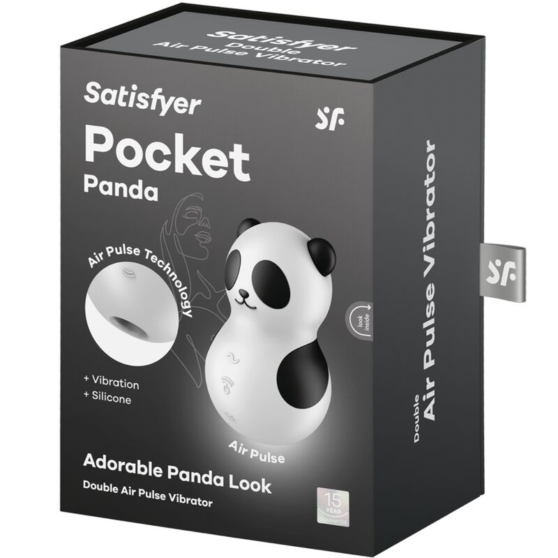 SATISFYER - POCKET PANDA ESTIMULADOR & VIBRADOR BLANCO Y NEGRO - Imagen 6