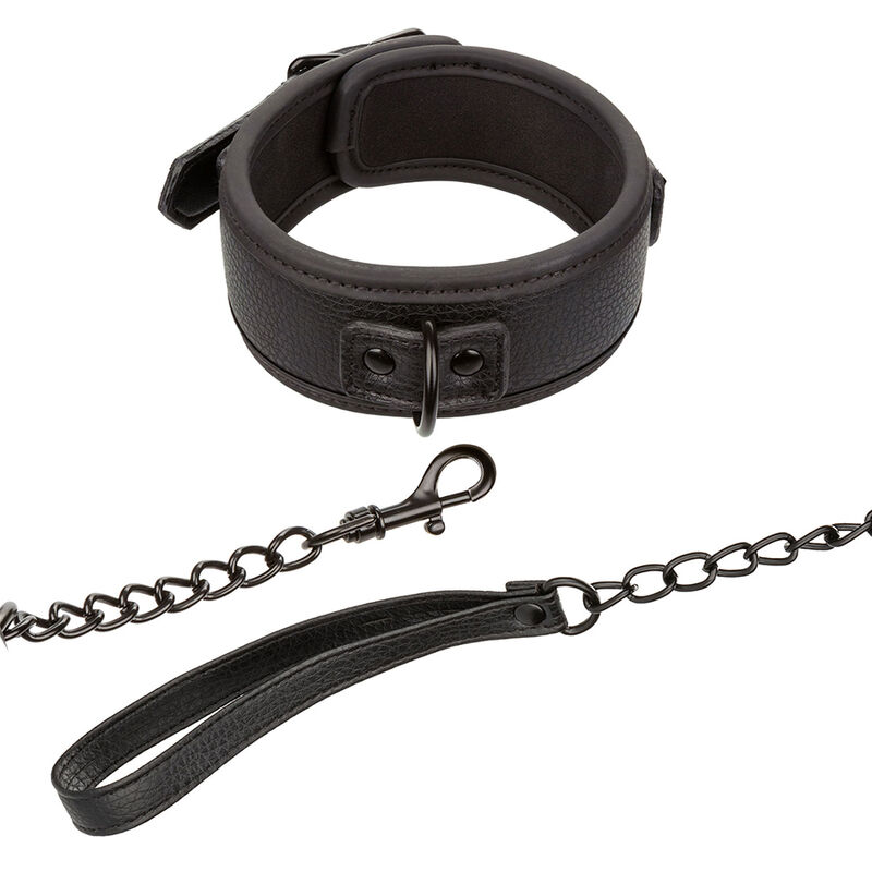 CALEXOTICS – NOCTURNAL COLLAR Y CORREA CUERO AJUSTABLE NEGRO