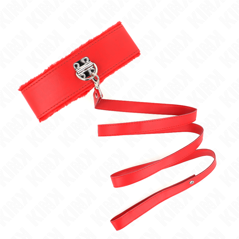 KINK – COLLAR CON CORREA 116 CM CON TACHUELAS PLATEADAS MODELO 4 ROJO AJUSTABLE 40-48 CM X 6 CM