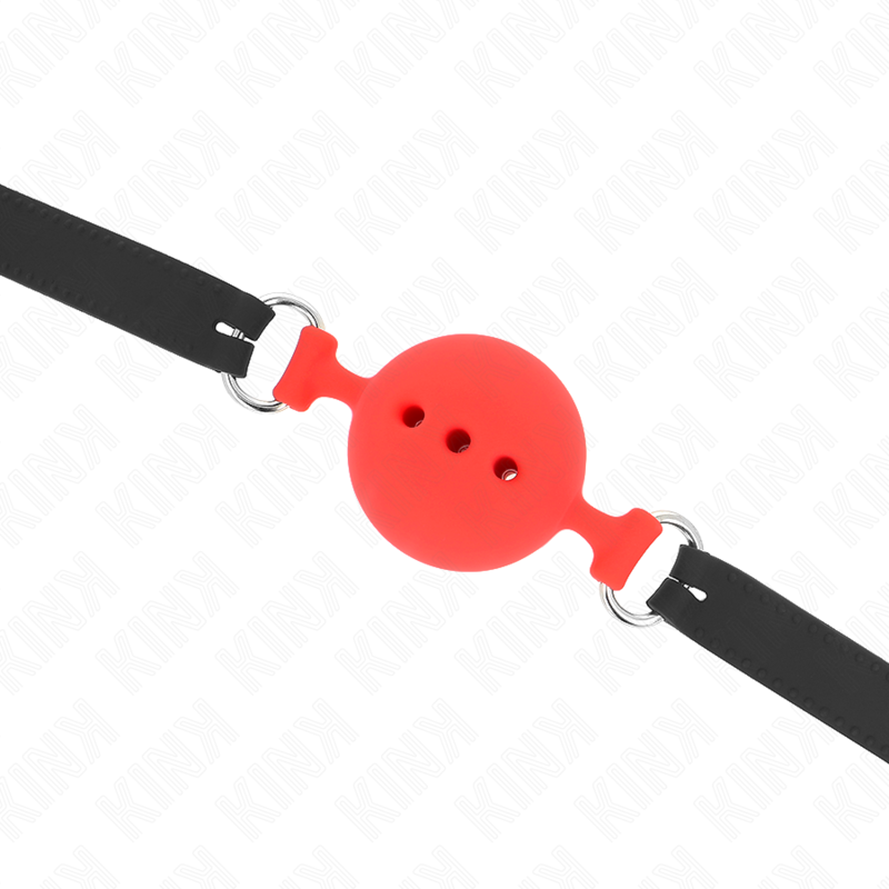 KINK - MORDAZA 55 x 2 CM DE BOLA 5 CM DE SILICONA COMPLETA TALLA L ROJO AJUSTABLE 35-51 CM - Imagen 3