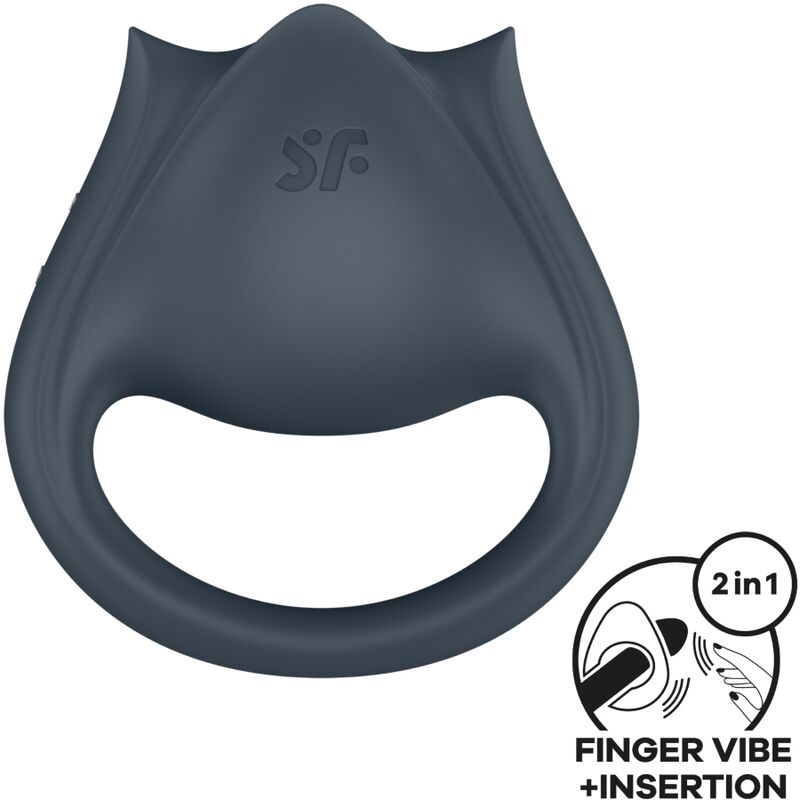 SATISFYER – PERFECT PAIR 2 MULTIVIBRADOR 2 EN 1 ANILLO PARA PENE & ESTIMULADOR DE DEDO GRIS