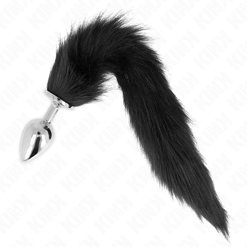 KINK – PLUG ANAL TALLA L 10 X 4 CM CON COLA SINTÉTICA 40 CM NEGRO