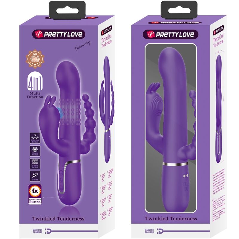 PRETTY LOVE - CAMMY TRIPLE VIBRADOR MULTIFUNCIÓN 4 EN 1 MORADO - Imagen 8