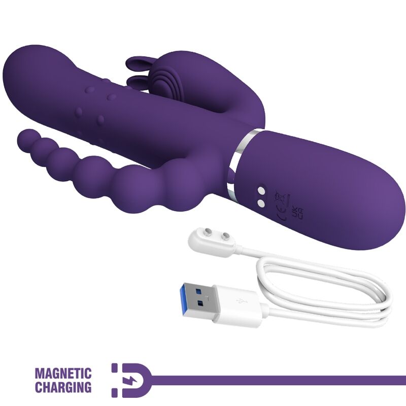 PRETTY LOVE - CAMMY TRIPLE VIBRADOR MULTIFUNCIÓN 4 EN 1 MORADO - Imagen 6