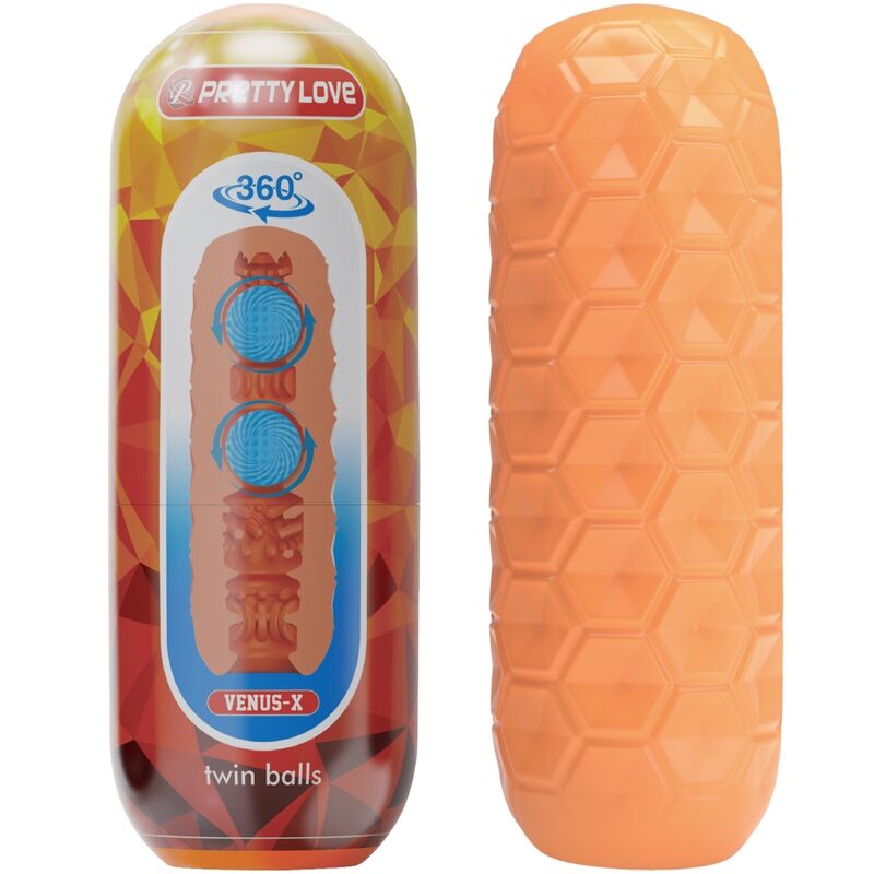 PRETTY LOVE – TWIN BALLS MASTURBADOR MASCULINO NARANJA