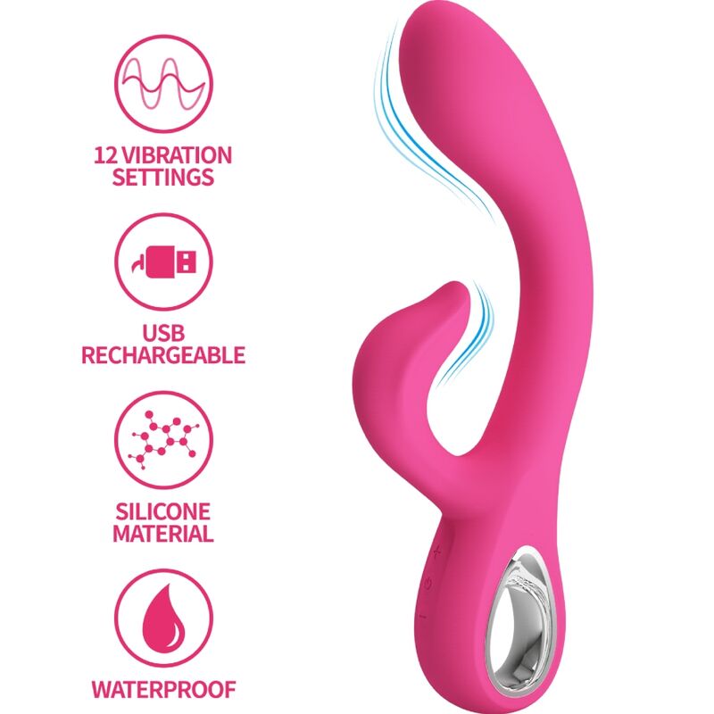 PRETTY LOVE - FRITZ VIBRADOR RABBIT 12 VIBRACIONES ROSA - Imagen 6