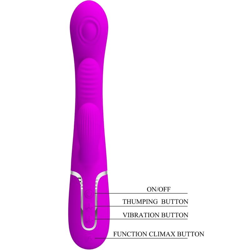 PRETTY LOVE - SHANIA TRIPLE VIBRADOR RABBIT MULTIFUNCIÓN ROSA - Imagen 4