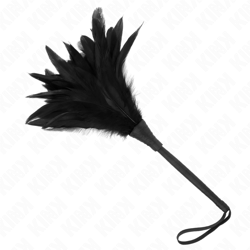 KINK – PLUMAS DE POLLO PARA COSQUILLAS CON FORMA CUERNO DE CRIADA NEGRO 36 CM
