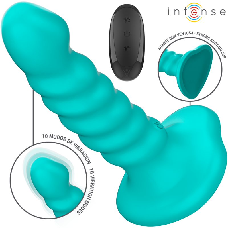 INTENSE – BUFFY VIBRADOR TALLA S DISEÑO EN ESPIRAL 10 VIBRACIONES AZUL CONTROL REMOTO