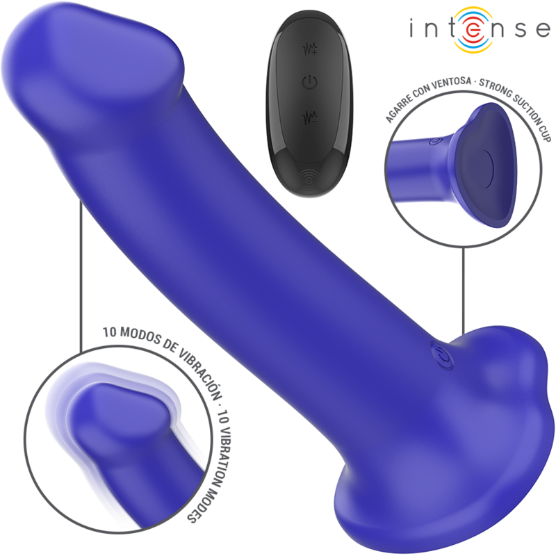INTENSE – VICTORIA VIBRADOR CON VENTOSA 10 VIBRACIONES AZUL OSCURO CONTROL REMOTO