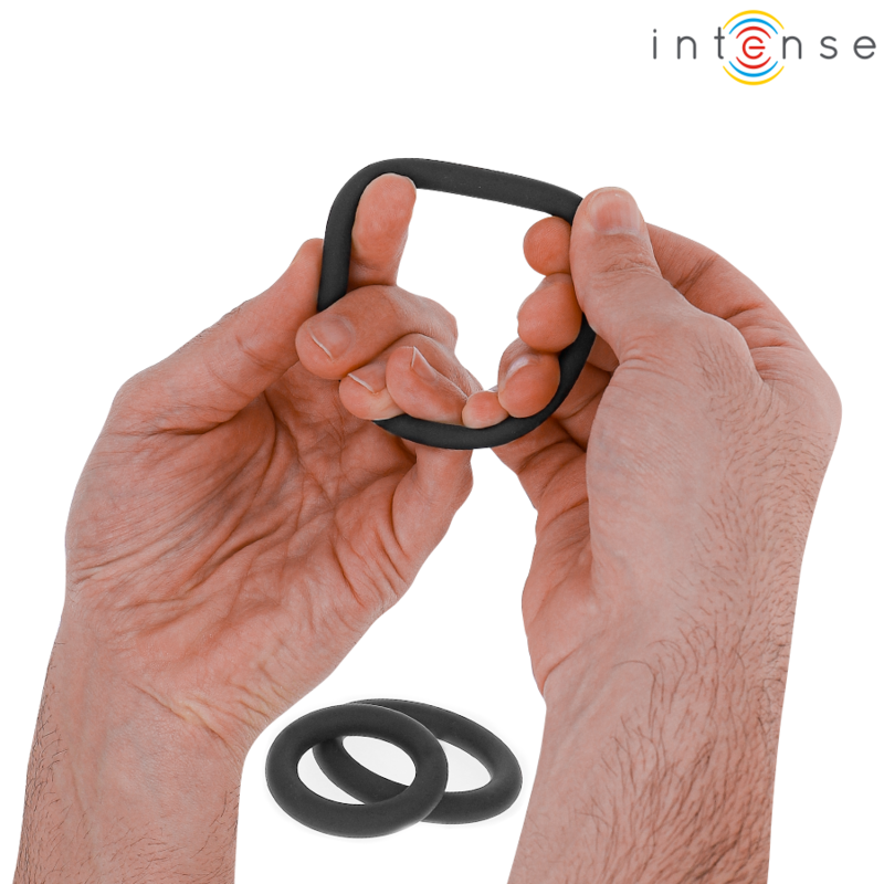 INTENSE - HUGH 3 ANILLOS BÁSICOS PARA PENE SILICONA NEGRO - Imagen 2