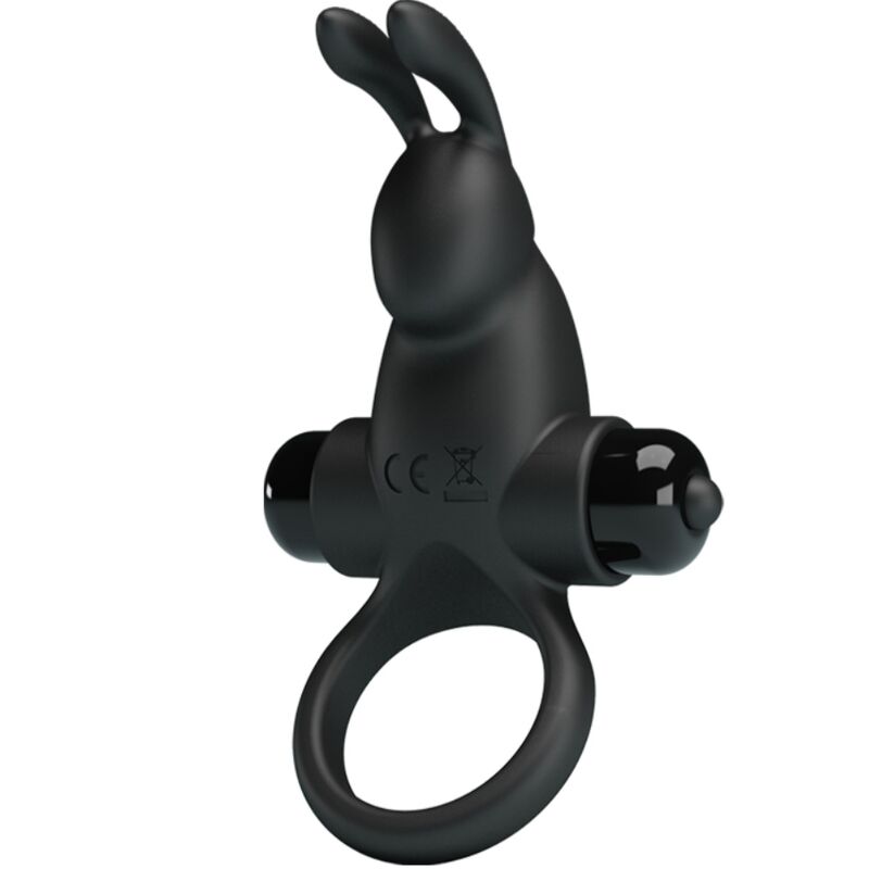 PRETTY LOVE – ANILLO VIBRADOR + ESTIMULADOR RABBIT CLÍTORIS 10 VIBRACIONES NEGRO