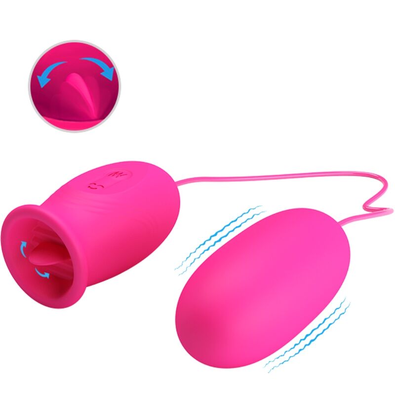 PRETTY LOVE - DAISY HUEVO VIBRADOR + LENGUA ESTIMULADORA DE CLÍTORIS ROSA - Imagen 6
