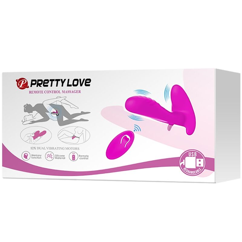 PRETTY LOVE - MASAJEADOR & VIBRADOR 12 VIBRACIONES CONTROL REMOTO MORADO - Imagen 4