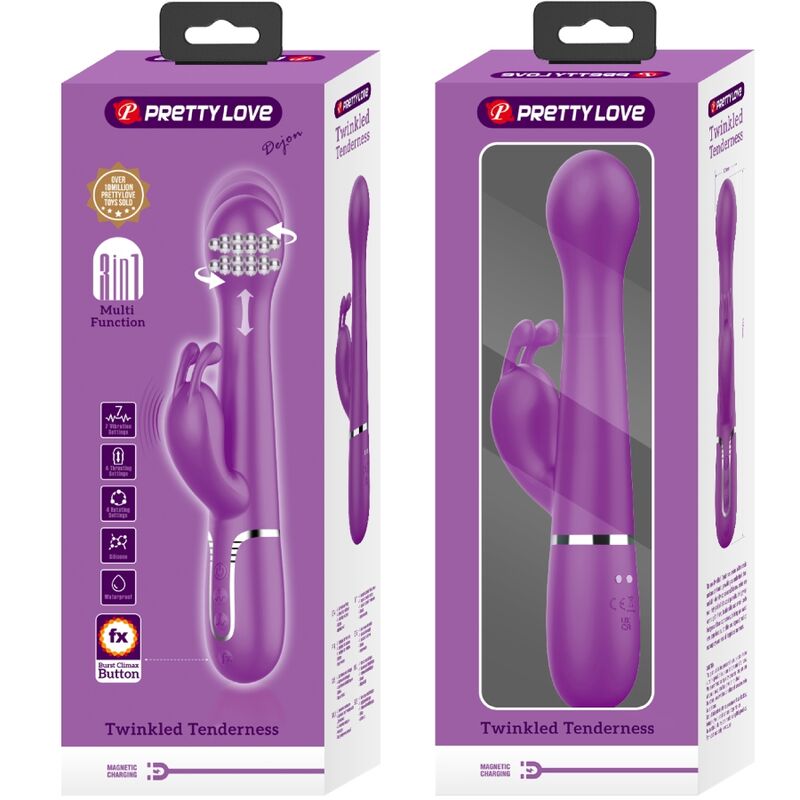 PRETTY LOVE - DEJON VIBRADOR RABBIT MULTIFUNCIÓN 3 EN 1 MORADO - Imagen 4