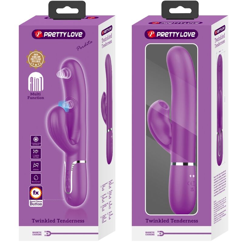 PRETTY LOVE - PERLITA VIBRADOR RABBIT MULTIFUNCIÓN 3 EN 1 MORADO - Imagen 8