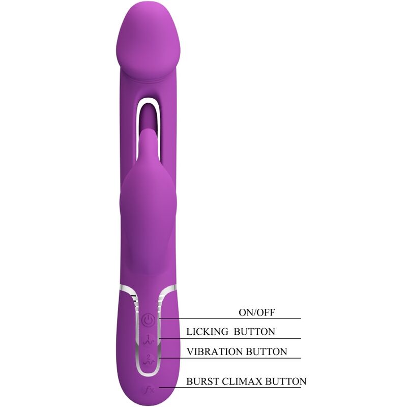 PRETTY LOVE - KAMPAS VIBRADOR RABBIT MULTIFUNCIÓN 3 EN 1 MORADO - Imagen 5
